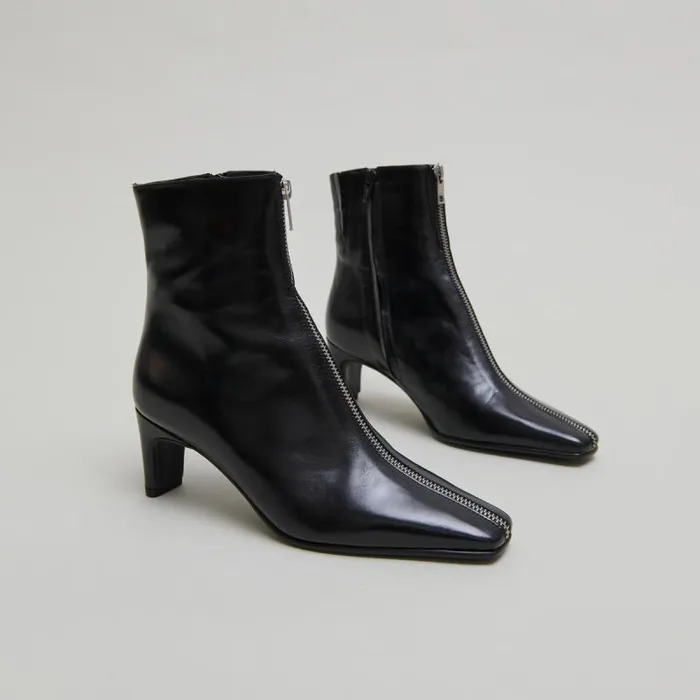 Women Heeled Ankle Boots With Front Zippers Black JONAK Ankle Boots Lowboots Women Heeled Ankle Boots With Front Zippers Black JONAK Ankle Boots Lowboots