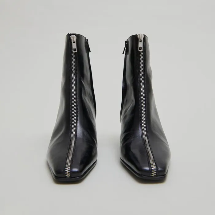 Women Heeled Ankle Boots With Front Zippers Black JONAK Ankle Boots Lowboots Women Heeled Ankle Boots With Front Zippers Black JONAK Ankle Boots Lowboots