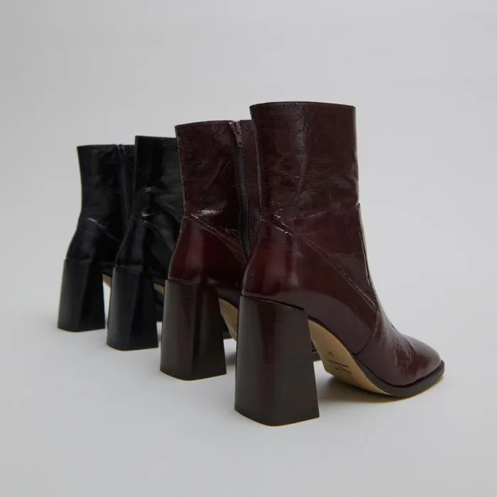 Women Heeled Ankle Boots With Square Toes Black JONAK Ankle Boots Lowboots