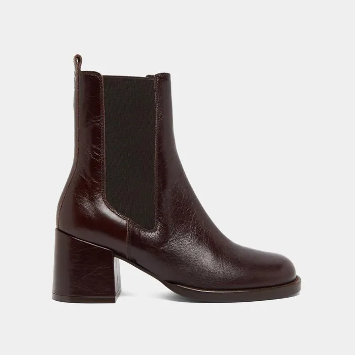 Women Heeled Lowboots With Elastics Dark Brown JONAK Ankle Boots Lowboots