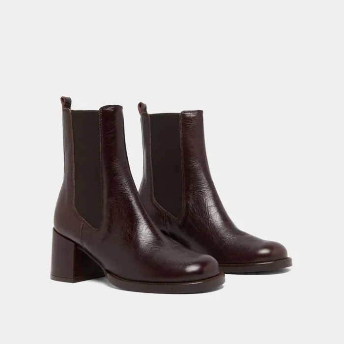 Women Heeled Lowboots With Elastics Dark Brown JONAK Ankle Boots Lowboots