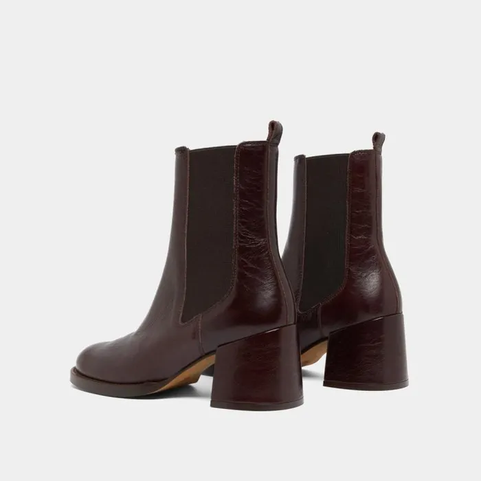 Women Heeled Lowboots With Elastics Dark Brown JONAK Ankle Boots Lowboots