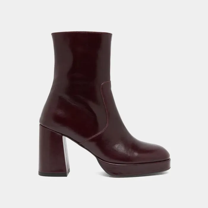 Women Heeled Lowboots With Square Toes Burgundy JONAK Ankle Boots Lowboots