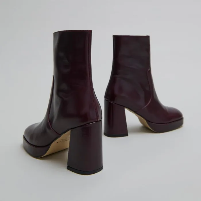 Women Heeled Lowboots With Square Toes Burgundy JONAK Ankle Boots Lowboots