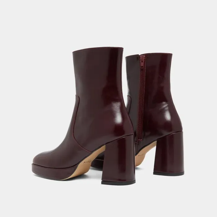 Women Heeled Lowboots With Square Toes Burgundy JONAK Ankle Boots Lowboots