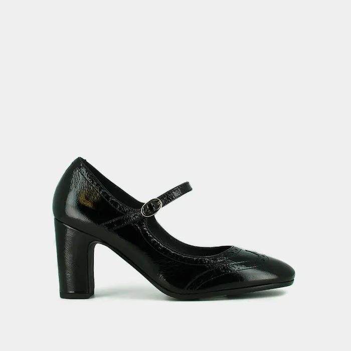 Women Heeled Mary Jane And Perforated Details Black JONAK Babies Saloms