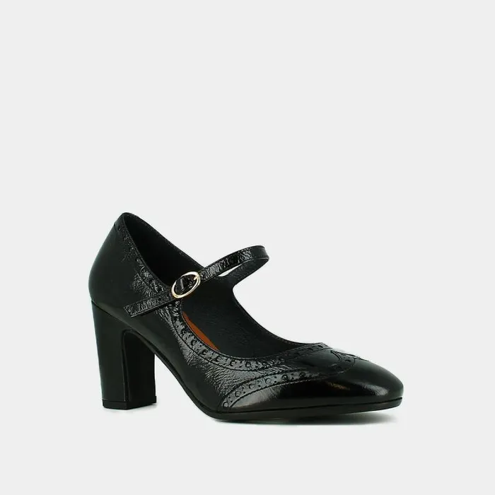 Women Heeled Mary Jane And Perforated Details Black JONAK Babies Saloms