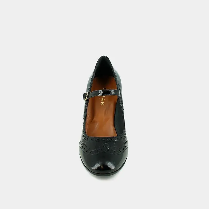 Women Heeled Mary Jane And Perforated Details Black JONAK Babies Saloms