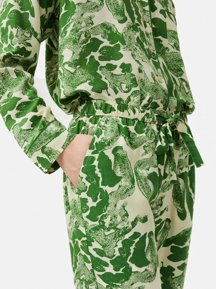Women Ink Wave Modal Pyjama Green Jigsaw Pyjamas and Loungewear