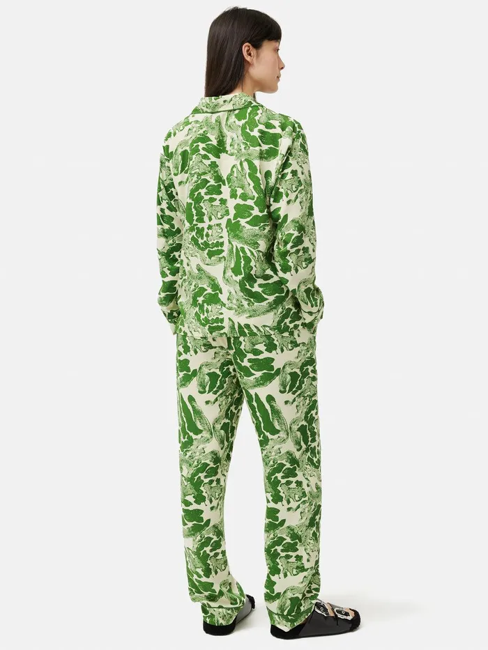 Women Ink Wave Modal Pyjama Green Jigsaw Pyjamas and Loungewear