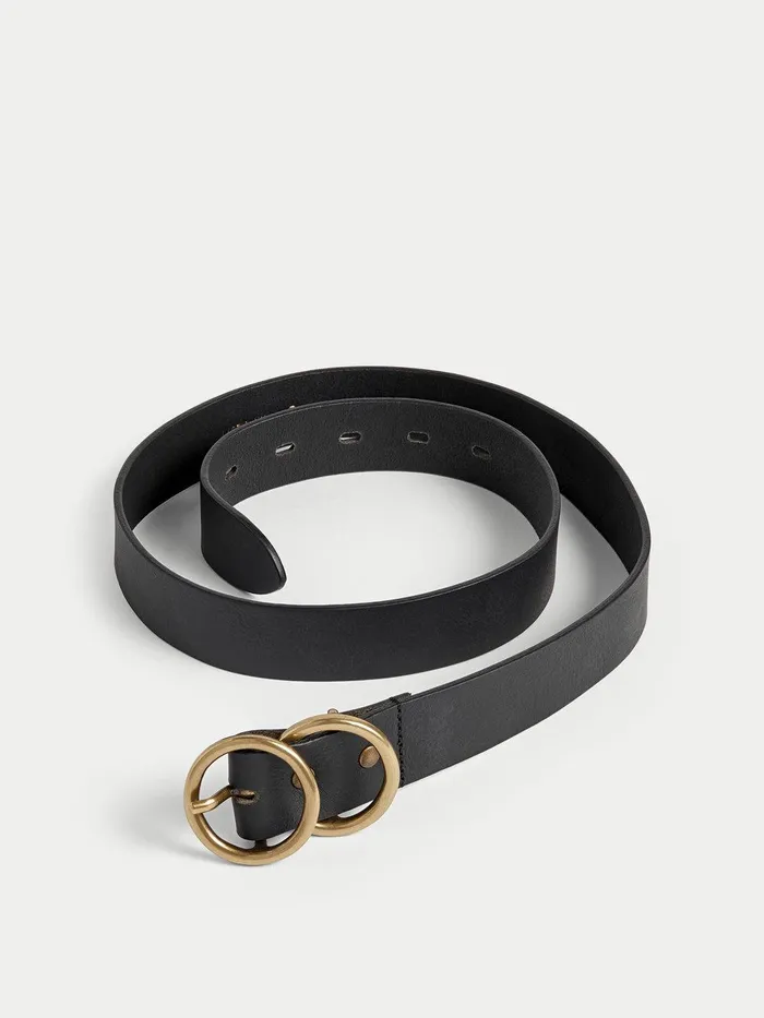 Women Italian Leather Carlos Belt Black Jigsaw Belts