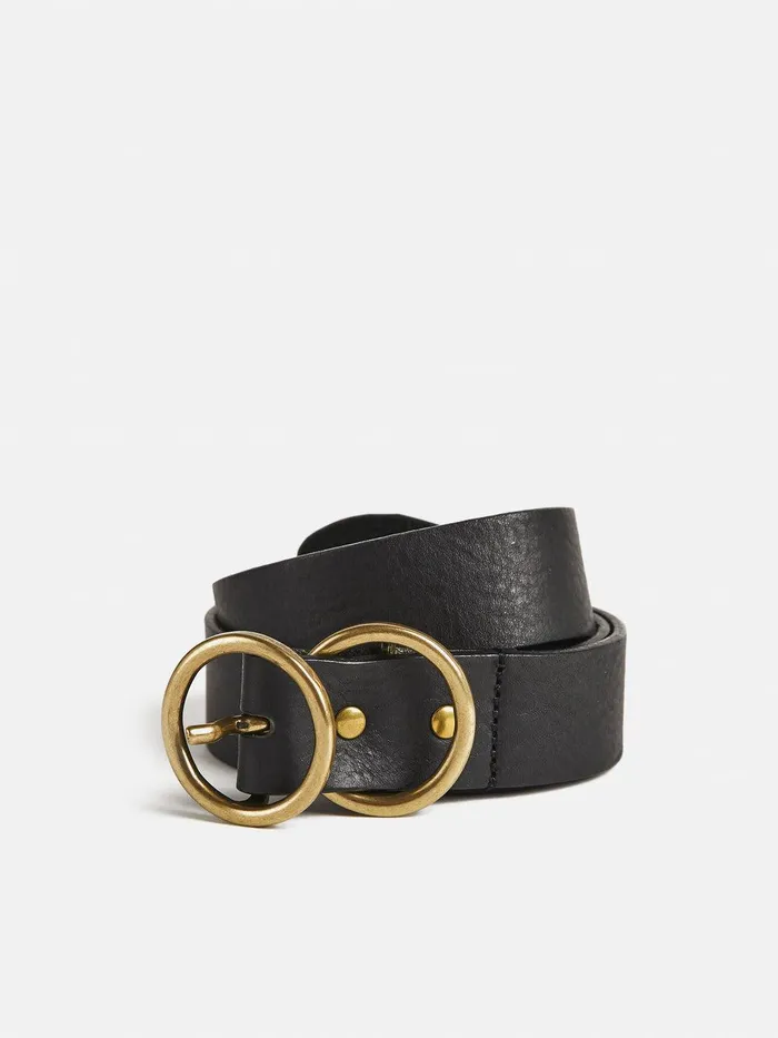 Women Italian Leather Carlos Belt Black Jigsaw Belts