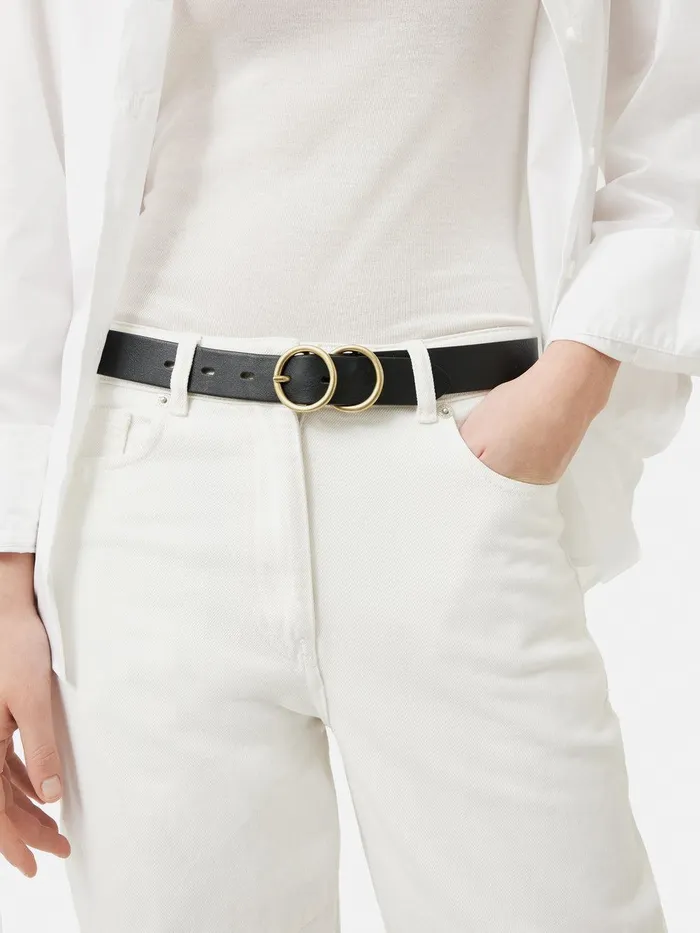 Women Italian Leather Carlos Belt Black Jigsaw Belts