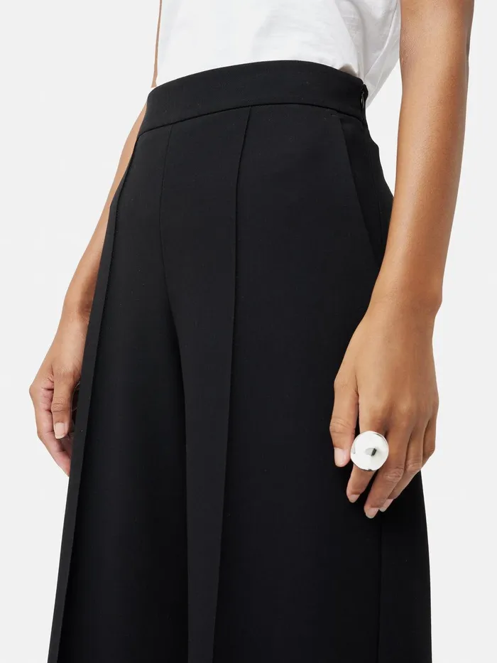 Women Italian Modern Crepe Sailor Trouser Black Jigsaw Suits and Tailoring
