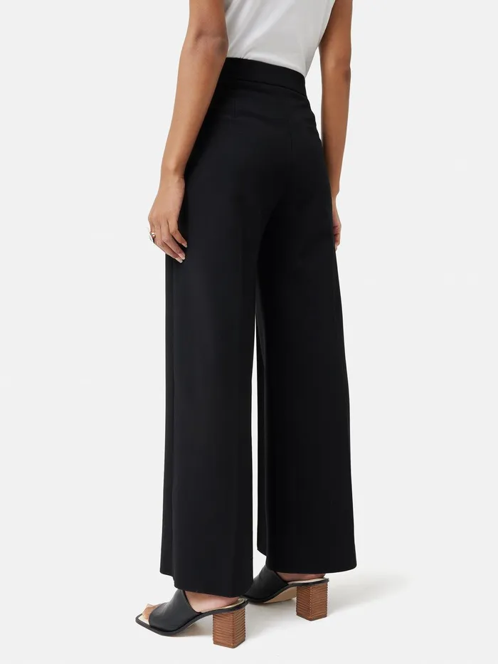 Women Italian Modern Crepe Sailor Trouser Black Jigsaw Suits and Tailoring