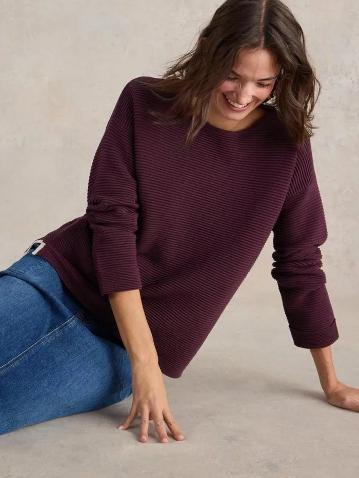 Women JANA CREW NECK JUMPER Mid Plum White Stuff Knitwear