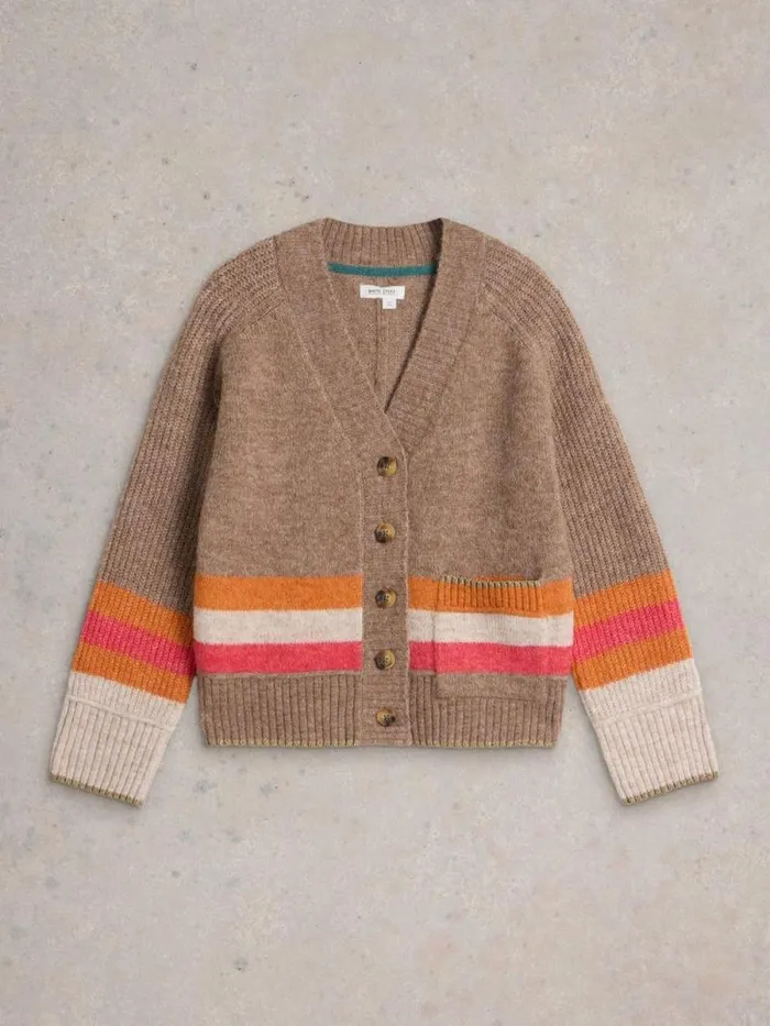 Women JUDI STRIPE CARDI Natural Multi White Stuff Knitwear