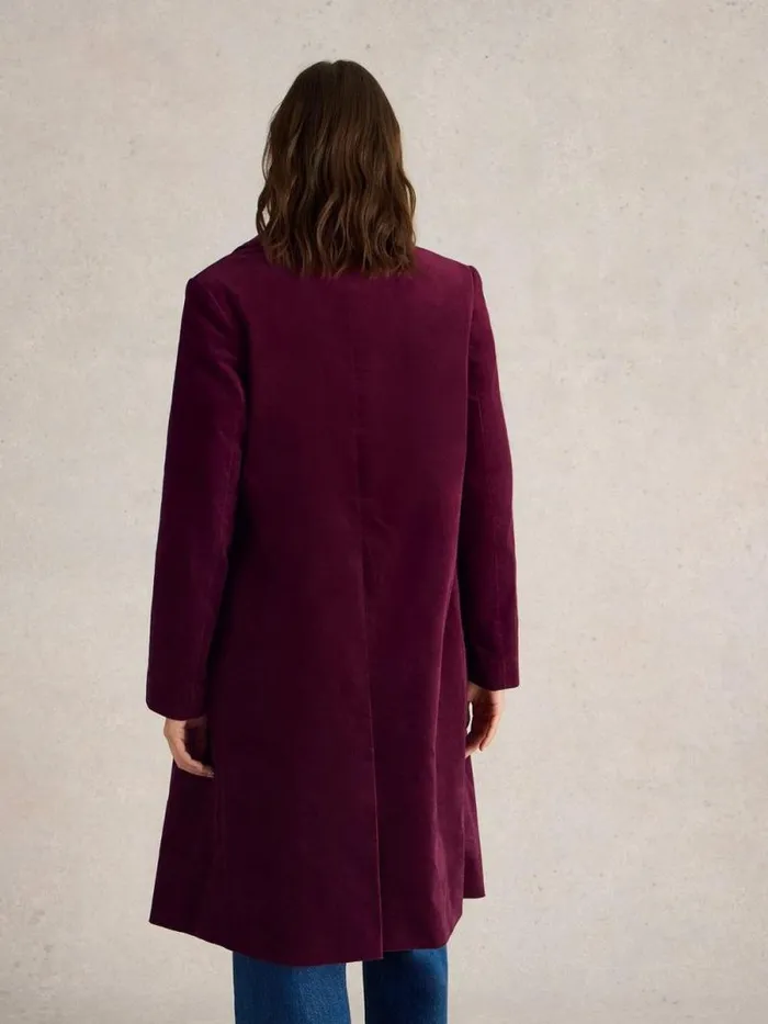 Women Kamila Velvet Coat Dk Plum White Stuff Coats and Jackets Women Kamila Velvet Coat Dk Plum White Stuff Coats and Jackets