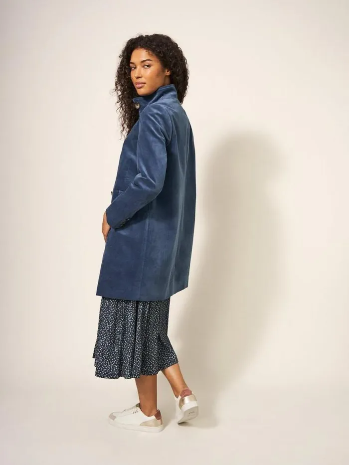 Women Karla Smart Velvet Coat Dusty Blue White Stuff Coats and Jackets Women Karla Smart Velvet Coat Dusty Blue White Stuff Coats and Jackets