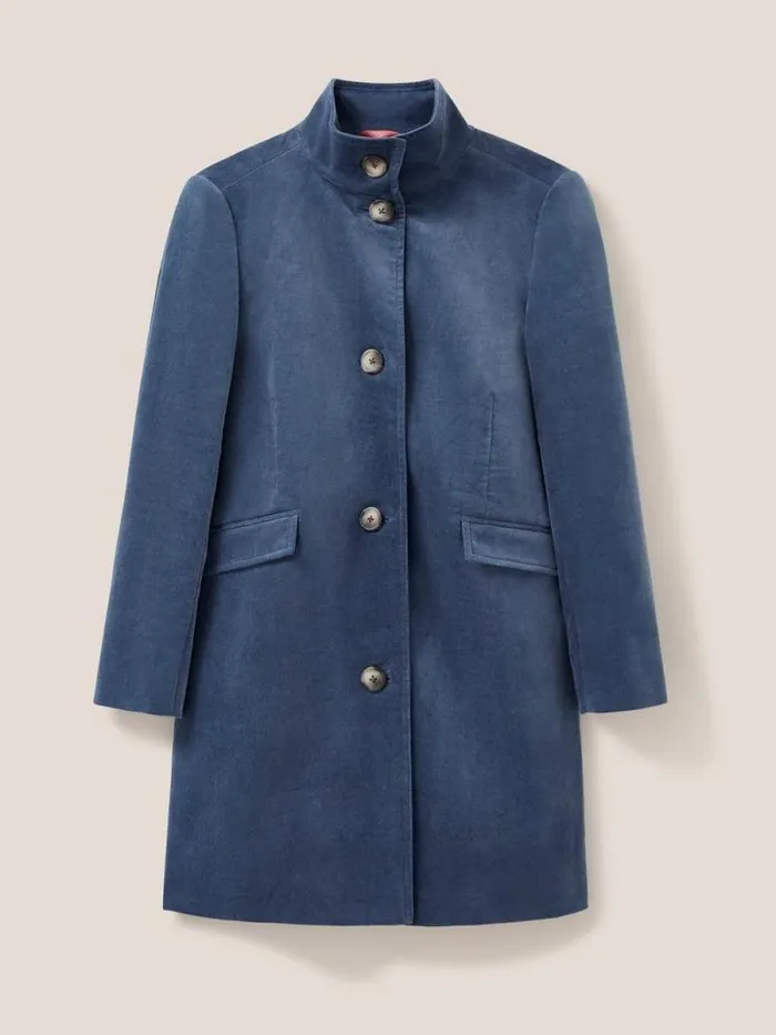 Women Karla Smart Velvet Coat Dusty Blue White Stuff Coats and Jackets Women Karla Smart Velvet Coat Dusty Blue White Stuff Coats and Jackets