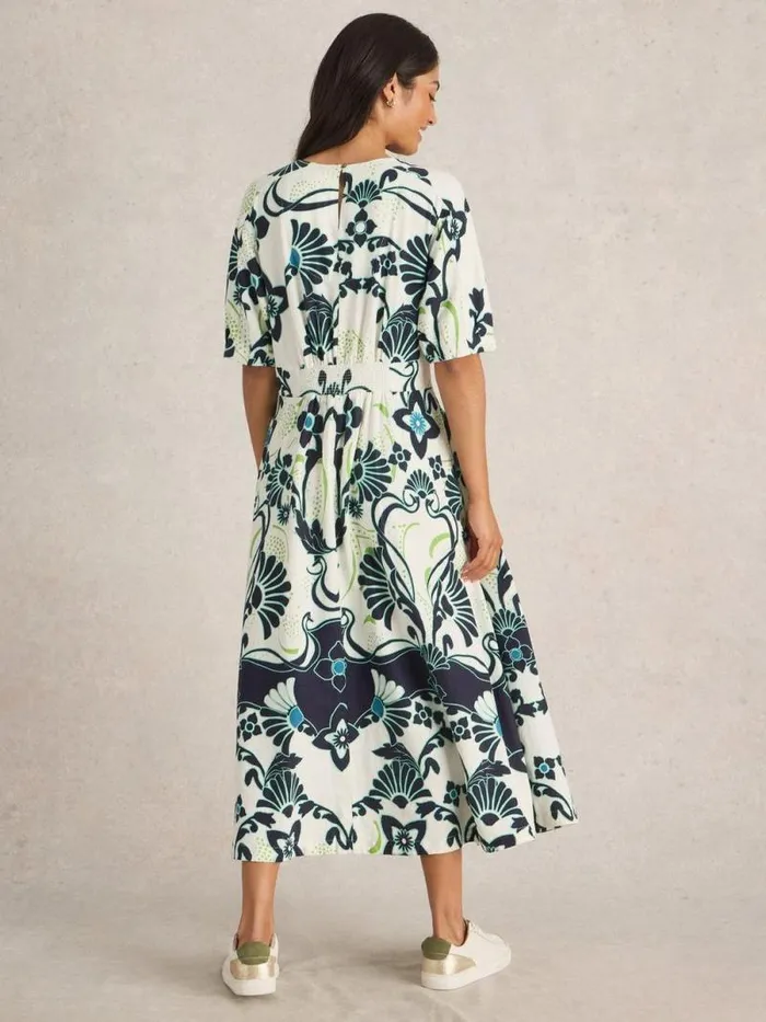 Women Kate Linen Blend Midi Dress Ivory Print White Stuff Dresses Women Kate Linen Blend Midi Dress Ivory Print White Stuff Dresses