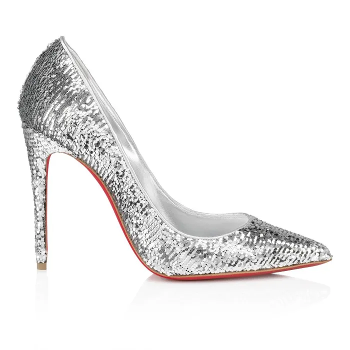 Women Kate Mini Paillettes 100 Mm Pumps 8211 Crepe Satin 8211 Silver Christian Louboutin Pumps