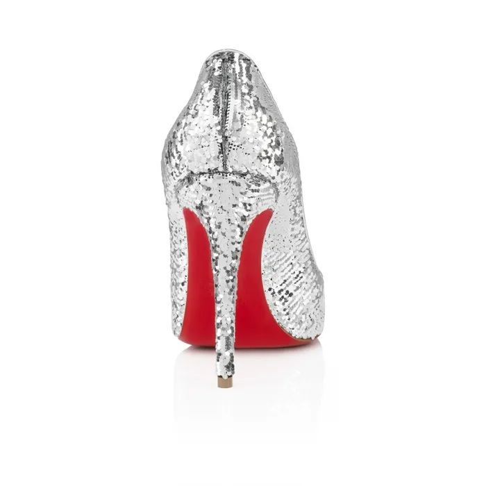 Women Kate Mini Paillettes 100 Mm Pumps 8211 Crepe Satin 8211 Silver Christian Louboutin Pumps