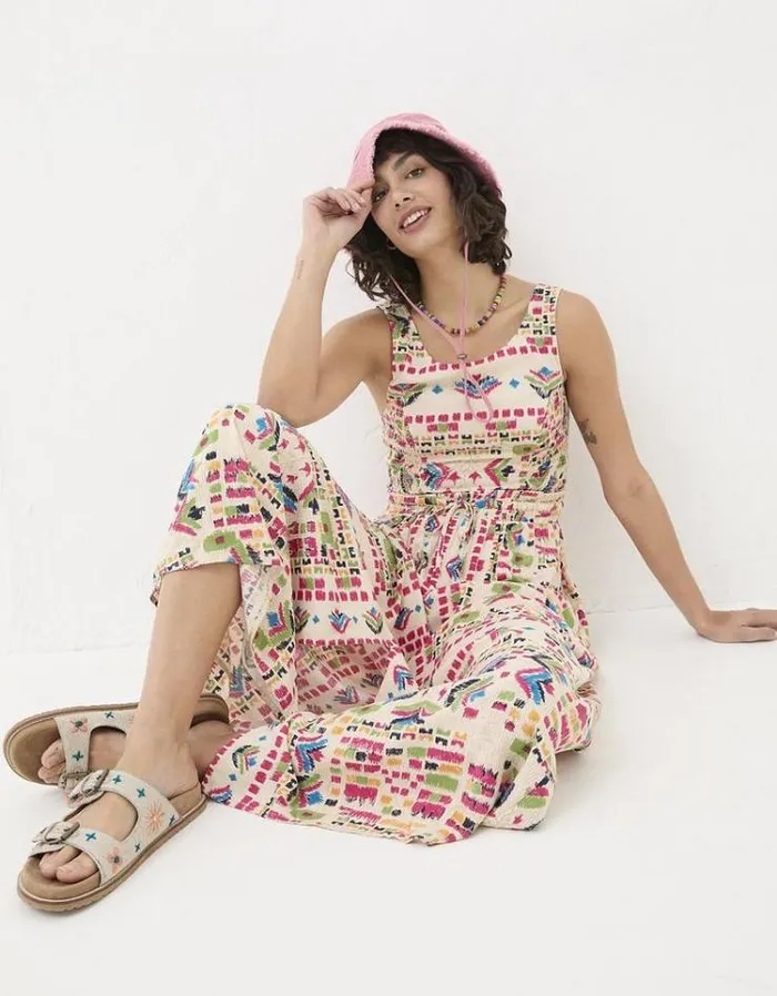 WomenKids FatFace Vacation Shop Carmen Trail Marks Maxi Dress Multi