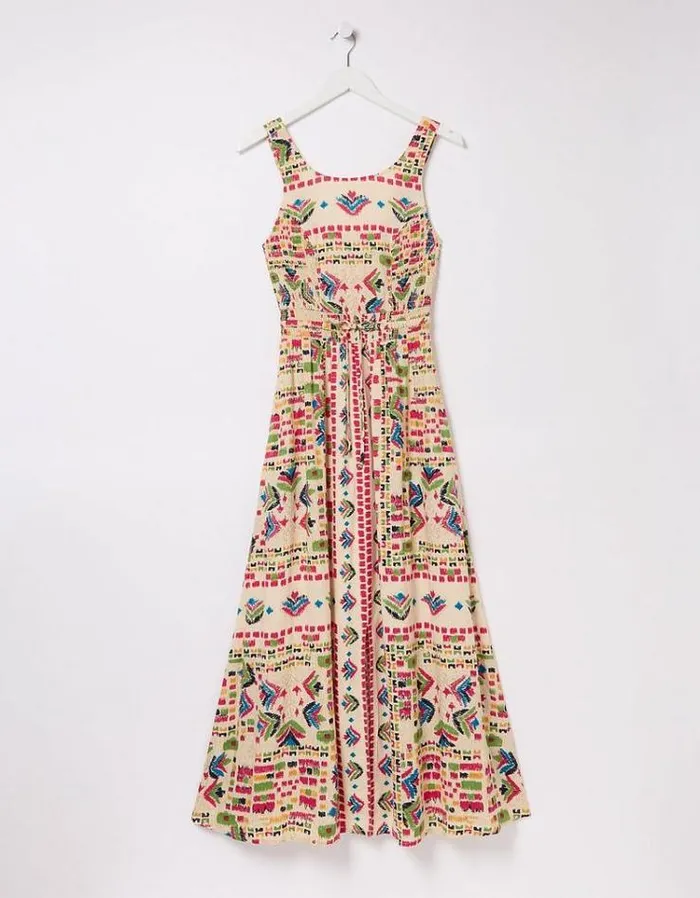 WomenKids FatFace Vacation Shop Carmen Trail Marks Maxi Dress Multi