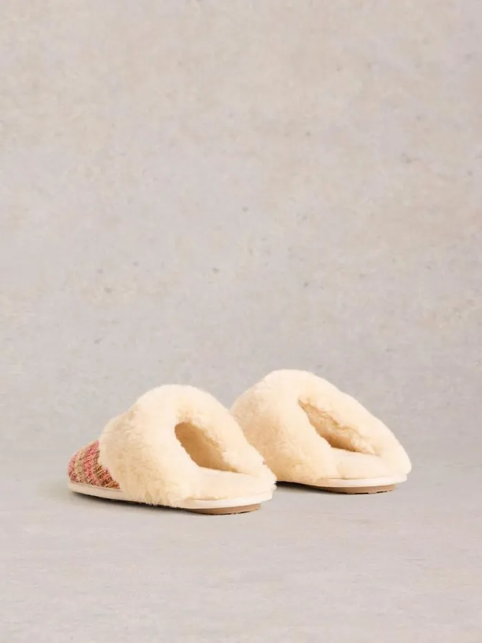 Women Knitted Mule Slippers Natural Multi White Stuff Nightwear