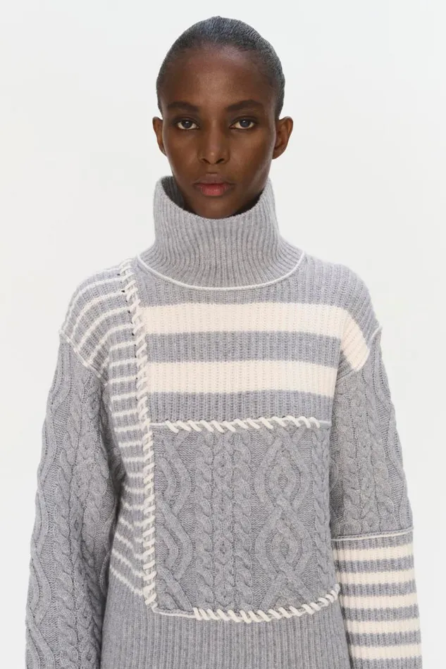 Women Knitwear Jonathan Simkhai Maggi Pullover Heather Grey Multi Sweater