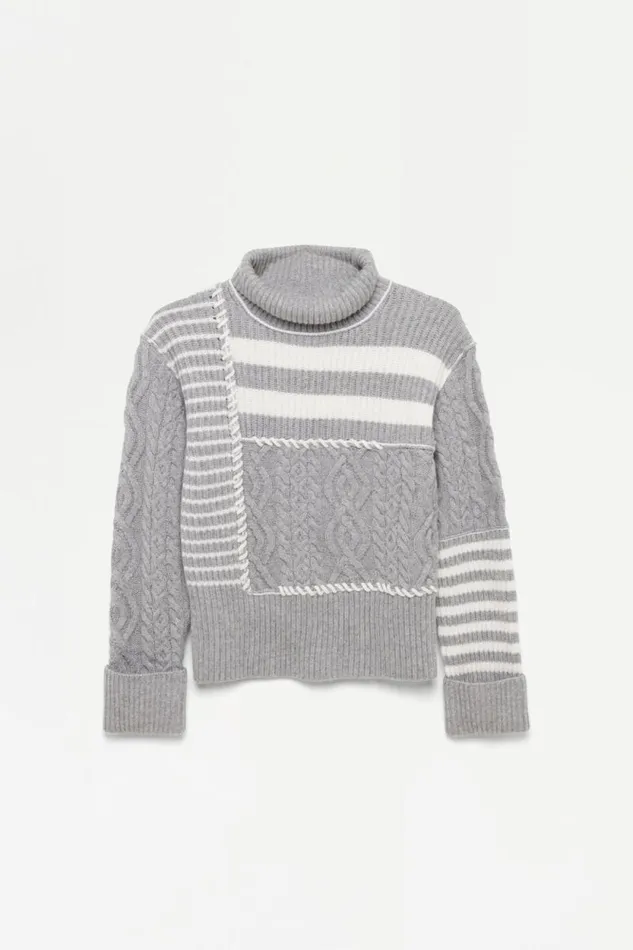 Women Knitwear Jonathan Simkhai Maggi Pullover Heather Grey Multi Sweater