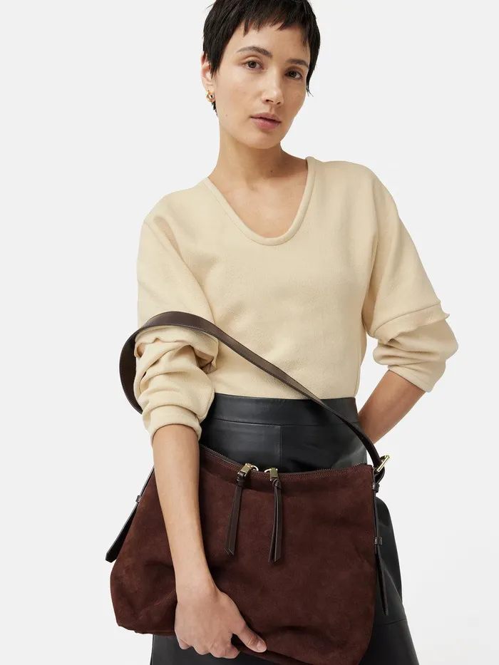 Women Large Trafalgar Shoulder Bag Burgundy Jigsaw Leather