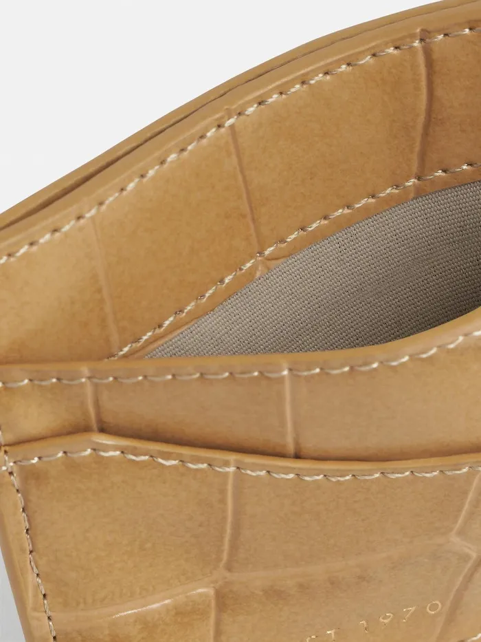 Women Leather Card Holder Camel Jigsaw Wallets and Card Holders