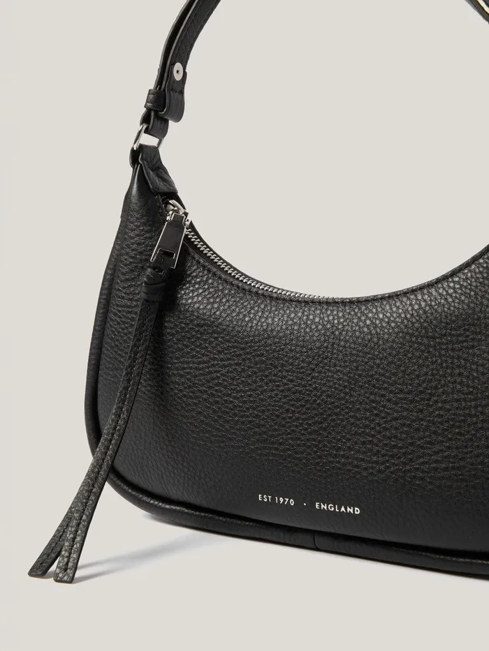 Women Leather Crescent Shoulder Bag Black Jigsaw Bags