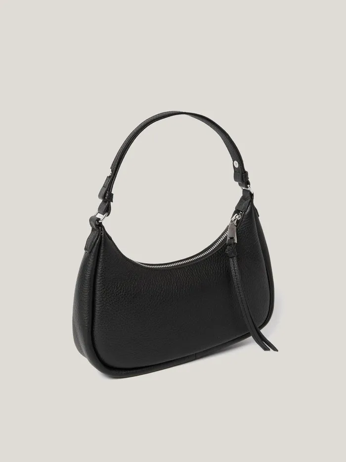 Women Leather Crescent Shoulder Bag Black Jigsaw Bags