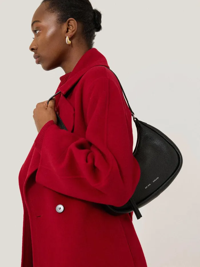 Women Leather Crescent Shoulder Bag Black Jigsaw Bags