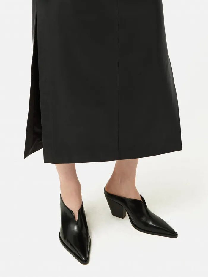 Women Leather Maxi Skirt Black Jigsaw Skirts