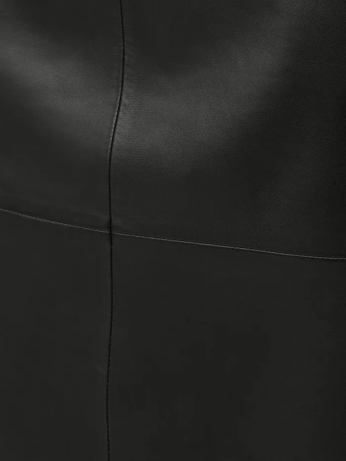 Women Leather Maxi Skirt Black Jigsaw Skirts