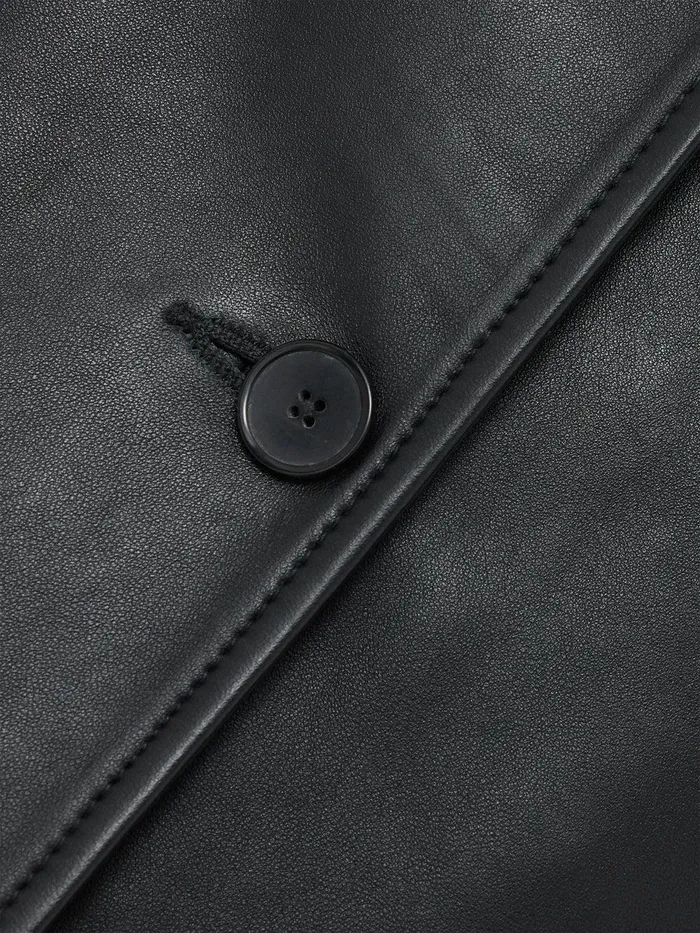 Women Leather Tailored Blazer Black Jigsaw Coats and Jackets