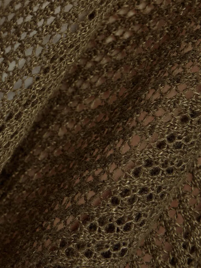 Women Linen Poncho Khaki Jigsaw Ponchos and Scarves