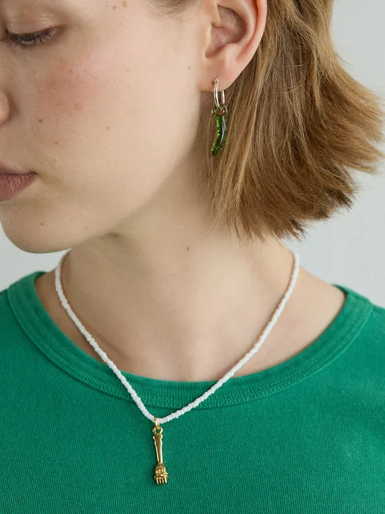 Women Lisa Says Gah Pickle Hoops Green Silver Jewelry