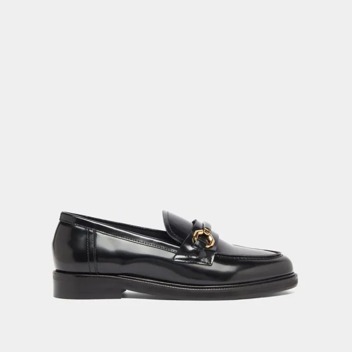 Women Loafers With Gold Bits Black JONAK Loafers