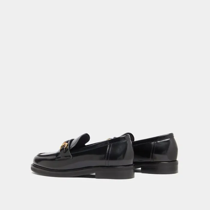 Women Loafers With Gold Bits Black JONAK Loafers