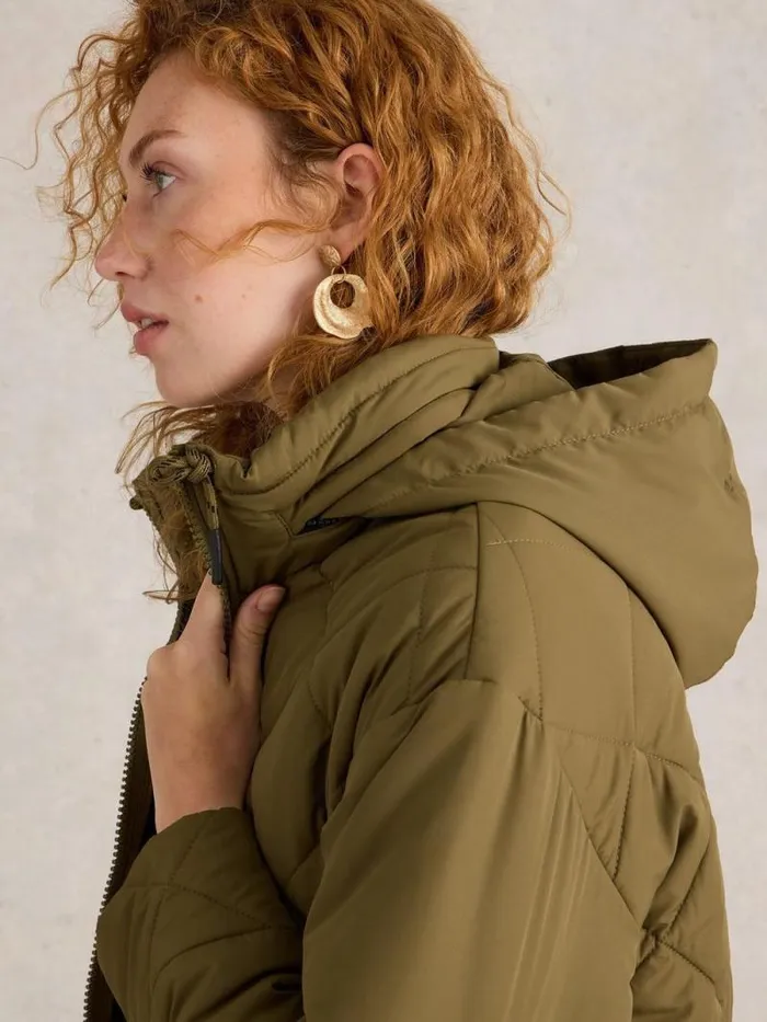Women Lorena Quilted Coat Khaki Green White Stuff Coats and Jackets Women Lorena Quilted Coat Khaki Green White Stuff Coats and Jackets
