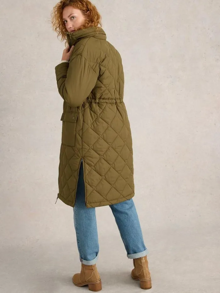 Women Lorena Quilted Coat Khaki Green White Stuff Coats and Jackets Women Lorena Quilted Coat Khaki Green White Stuff Coats and Jackets
