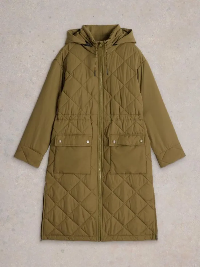Women Lorena Quilted Coat Khaki Green White Stuff Coats and Jackets Women Lorena Quilted Coat Khaki Green White Stuff Coats and Jackets