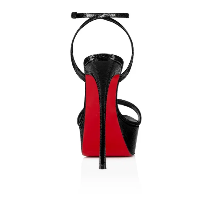 Women Loubi Queen Alta 150 Mm Strappy Sandals 8211 Star Specchio Leather 8211 Black Christian Louboutin Platforms