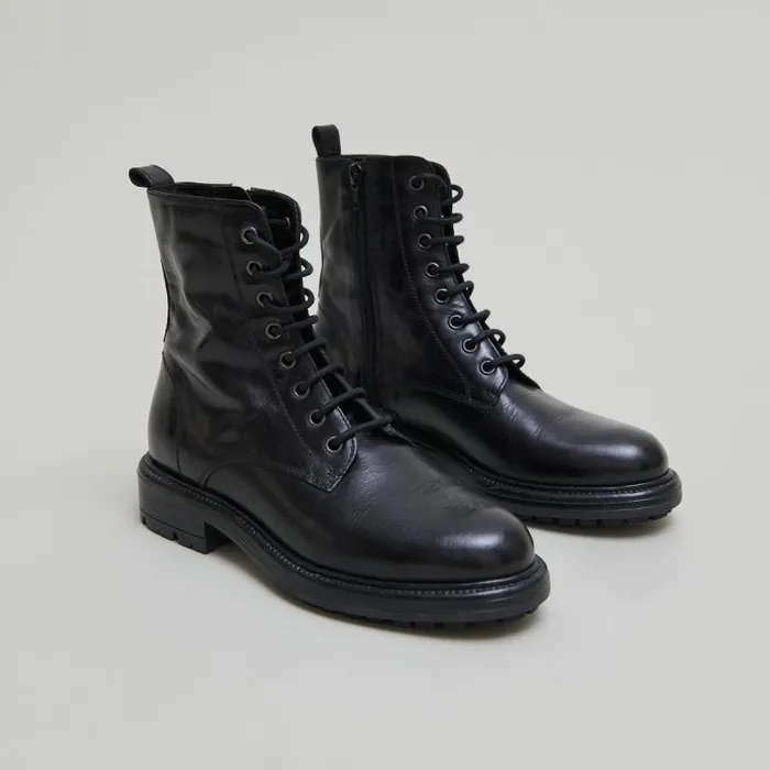 Women Lowboots With Laces And Notched Soles Black JONAK Ankle Boots Lowboots
