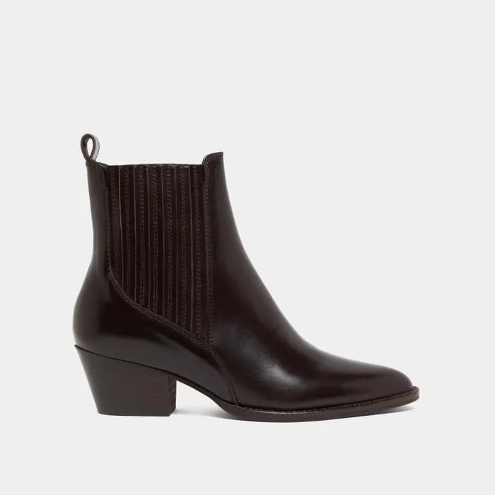 Women Lowboots With Small Beveled Heels And Elastics Dark Brown JONAK Ankle Boots Lowboots